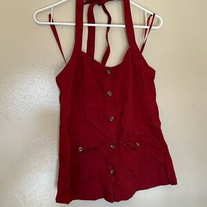 Old Navy Red Halter Blouse with Buttons